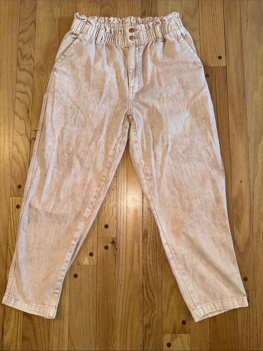 Universal Thread Women's Paper Bag Waist Boyfriend Jeans in Blush Pink